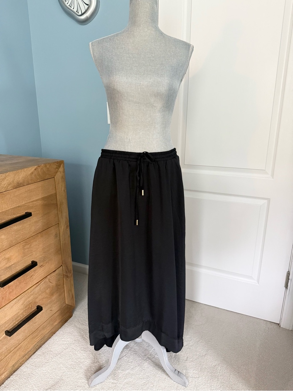 Banana Republic Solid Black Hi-Lo Drawstring Women’s Skirt, sz L